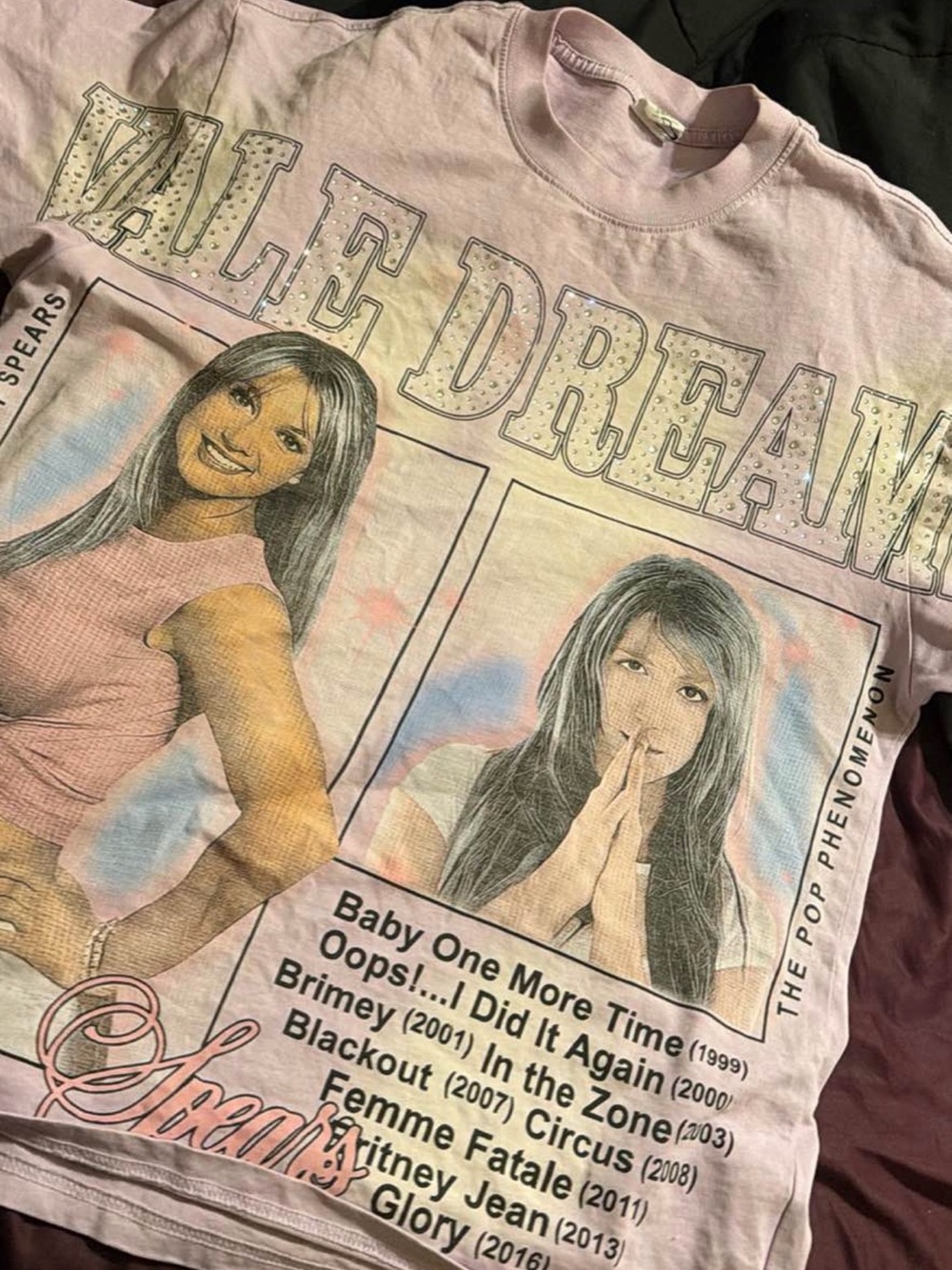 (NEW)Women’s Purple Brittney spear rhinestone valley dreams shirt